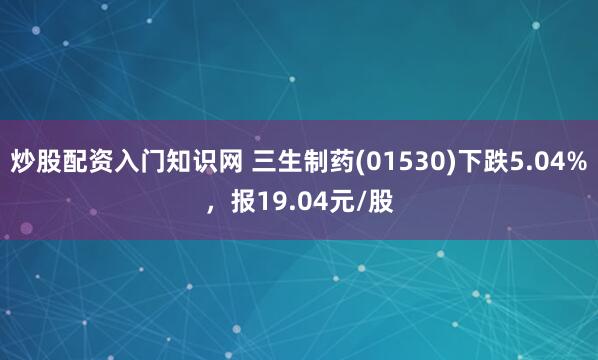 炒股配资入门知识网 三生制药(01530)下跌5.04%，报19.04元/股
